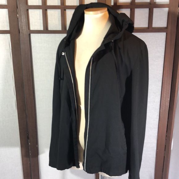 Gap Women's Rayon Black Jacket Blazer Zip up Front Hood X Large - Picture 9 of 12